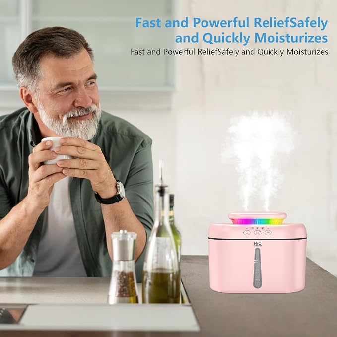 SZO Humidifiers for Bedroom, 2.5L Capacity, Auto Shut-Off, Easy to Fill & Clean, 16 dB Quiet Ultrasonic Humidifier for Large Room, Plants, Baby Nursery, Indoor, Night Light(soft pink) - Image 4