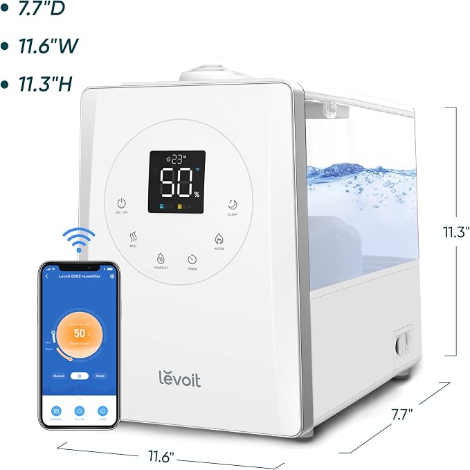 LEVOIT LV600S Smart Warm and Cool Mist Humidifiers for Home Bedroom Large Room, (6L) 753ft² Coverage, Quickly & Evenly Humidify Whole House, Easy Top Fill, App & Voice Control - Quiet Sleep Mode - Image 9