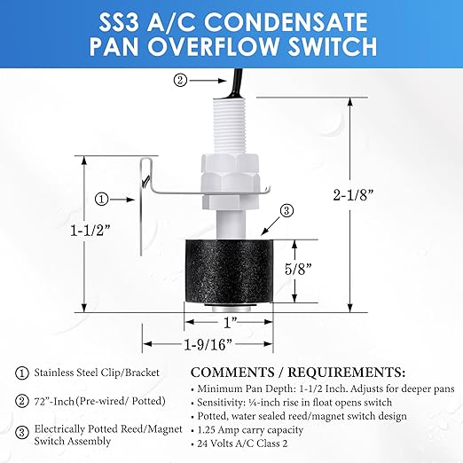 8 Pack AC Pan Float Switch Compatible - Image 2