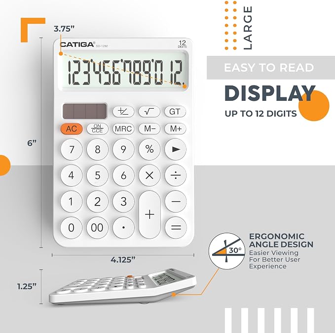 CATIGA 12 Digit Desktop Calculator Basic Desk Calculator - Image 3
