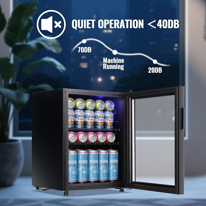 2.6 Cu.ft Mini Refrigerator with Glass Door Mini Beverage Refrigerator Soda Beer Cooler, LED Light Drink Fridge for Home/Office/Dorm Black - Image 3
