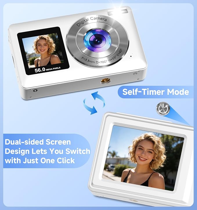 Compact Camera, 56MP Dual-Screen Digital Camera - Image 2