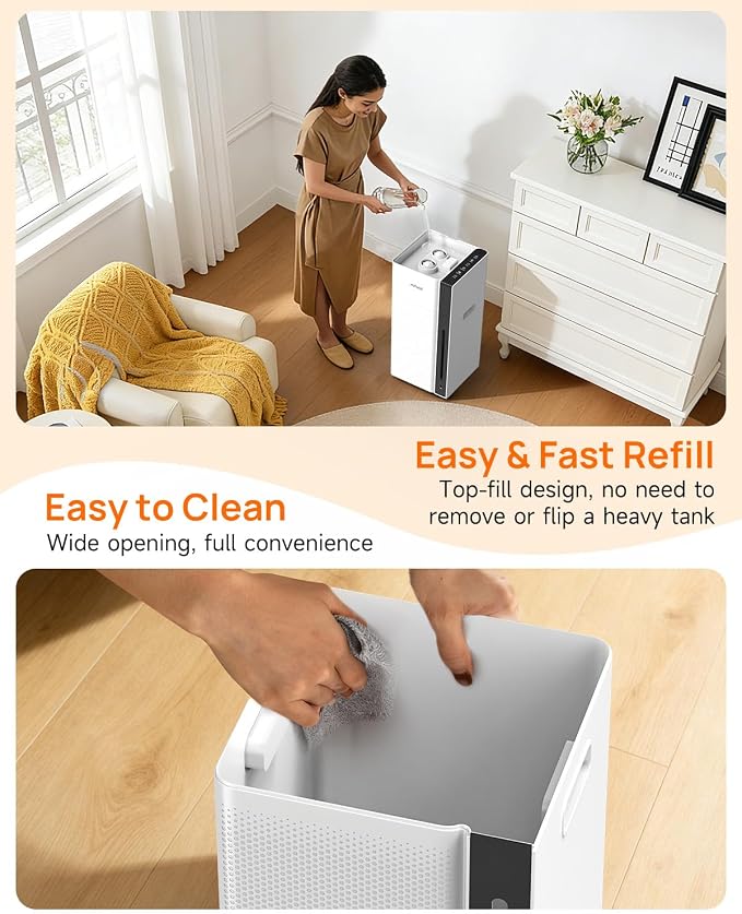 Mifasol Humidifier Large Room, 5.3Gal/20L Warm & Cool Mist Humidifiers for Home 1500 sq ft, Whole House Humidifier, Humidifiers for Bedroom Home Plants Office Large Areas, White - Image 8