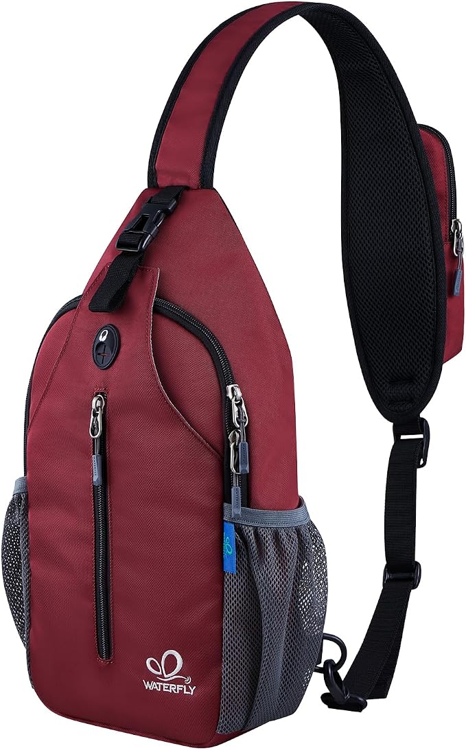 WATERFLY Crossbody Sling Backpack Sling Bag Travel Hiking Chest Bag Daypack by Waterfly