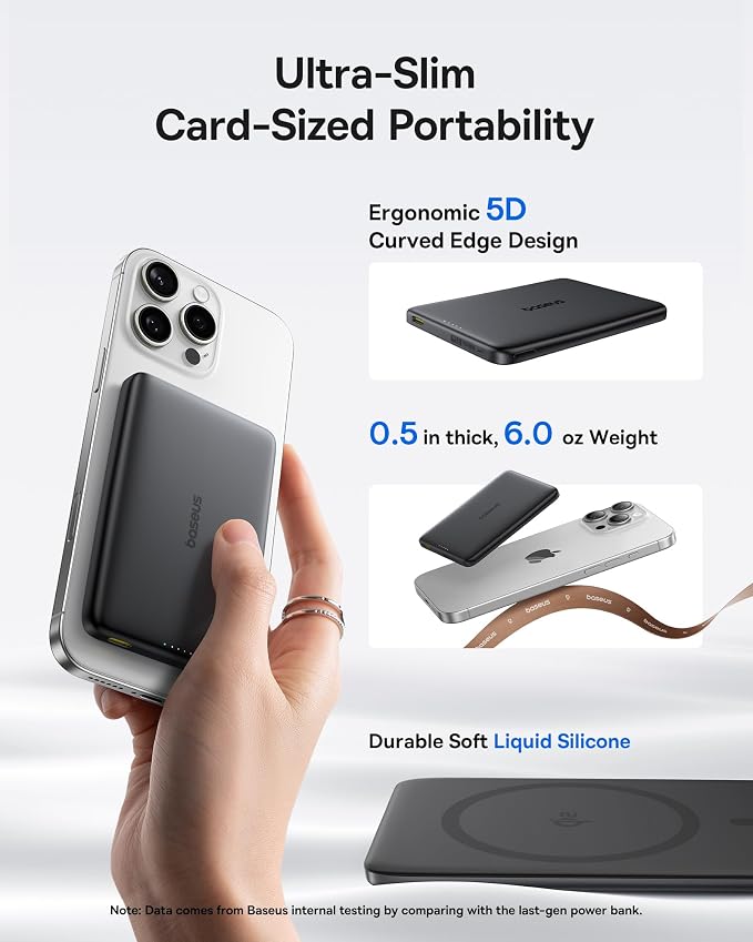 Baseus Picogo Magsafe Portable Charger, Qi2 15W 0.5" Ultra Slim 10000mAh Wireless Power Bank, 27W Fast Charging Magnetic Battery Pack with USB-C for iPhone 17 Pro Max/17 Pro/Air/16/15/14/13/12 - Image 2