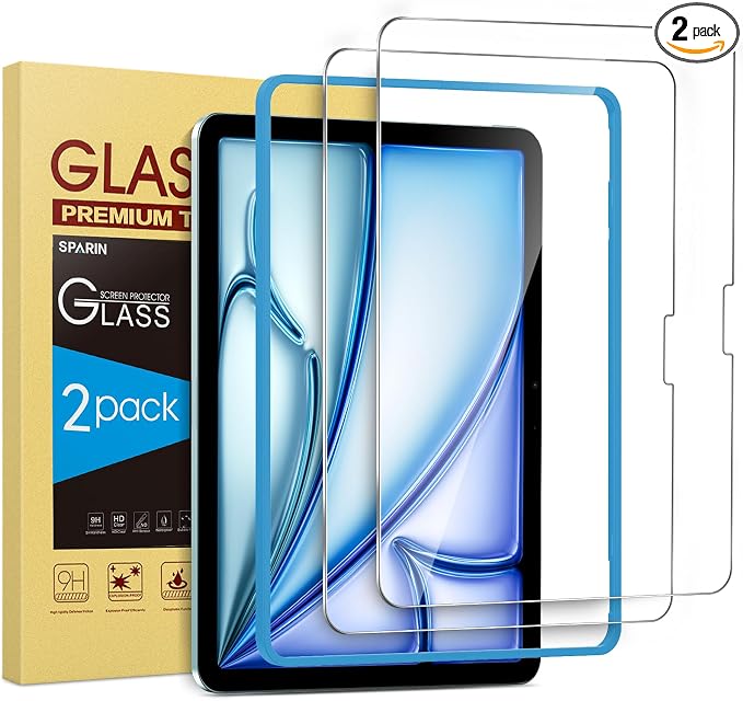 SPARIN 2 Pack Screen Protector for iPad Air 11 inch M4/M3/M2, Tempered Glass by SPARIN