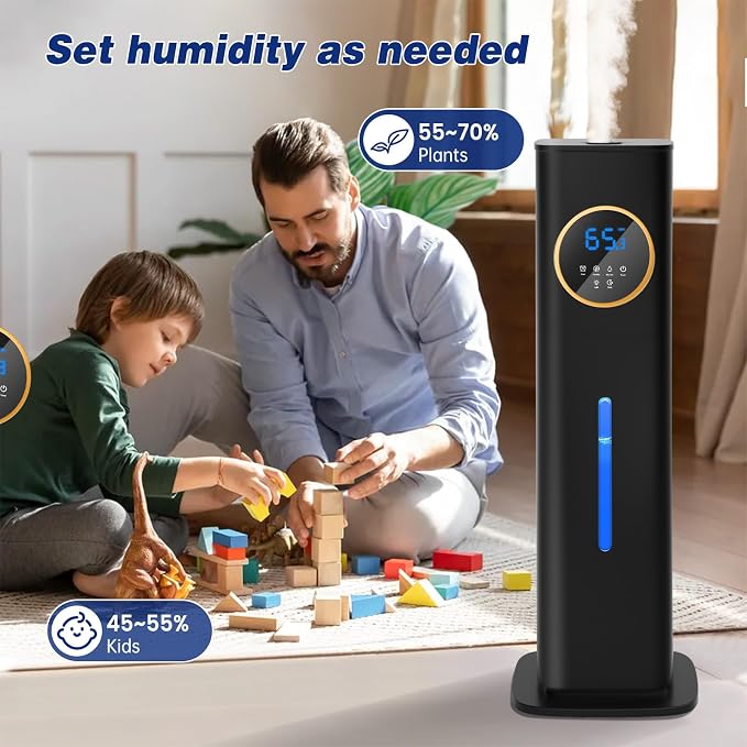 Humidifiers for Bedroom, 2.1Gal/8L Humidifier large room with Essential Oil Diffuser, Top Fill Whole House Cool Mist Humidifiers for Plants Baby Kids Adults(Black) - Image 4
