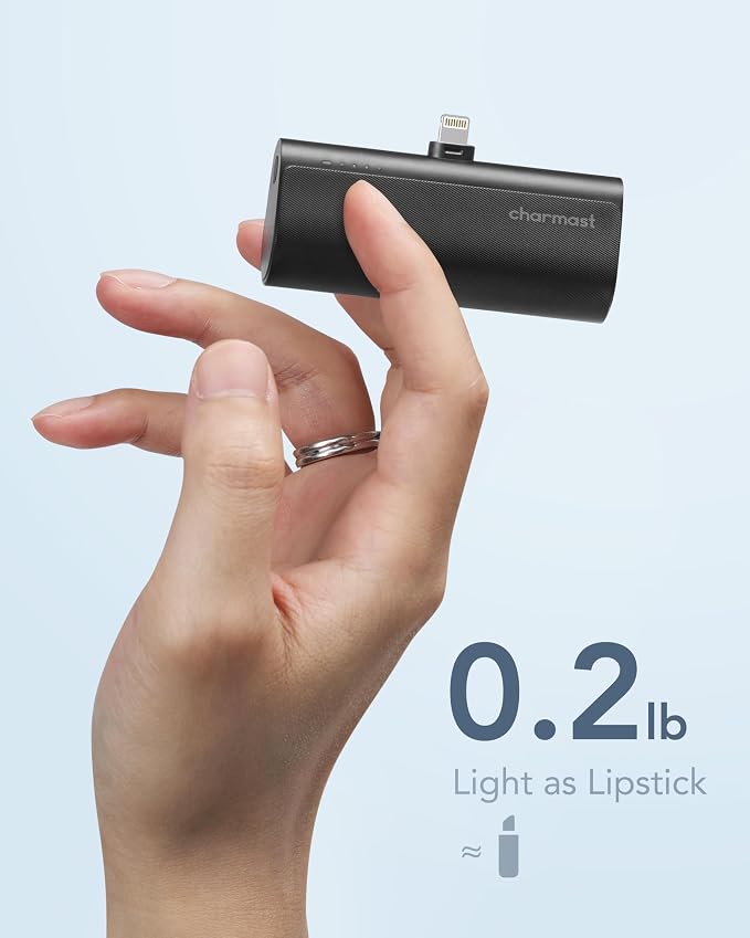 charmast Small Portable Charger for iPhone, Ultra-Compact 20W PD Fast Charging Power Bank 5000mAh, Mini Battery Pack for iPhone 14/14 Pro Max/13/13 Pro Max/12/12 Pro Max/11/XR/X/8/7/6 etc - Image 5