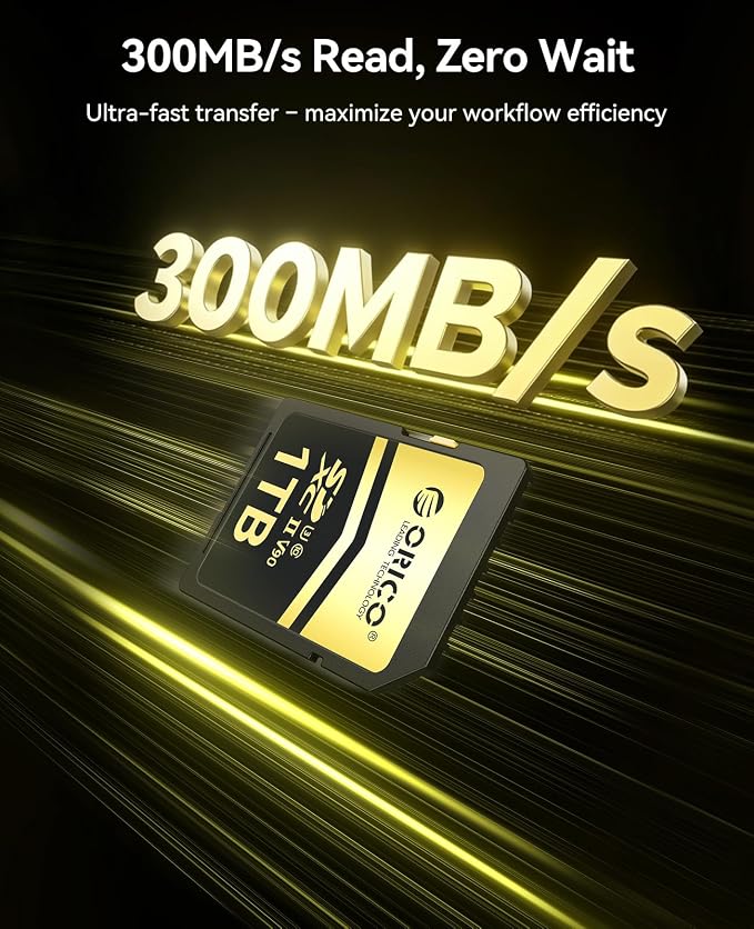 ORICO 512GB SD Card V90 UHS-II Memory Card, 300MB/s Read 250MB/s Write - Image 2