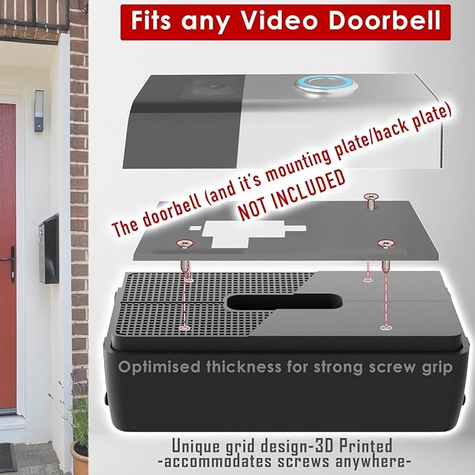 No Drill Adjustable 25 to 55 Degree Doorbell Angle Mount - Image 4