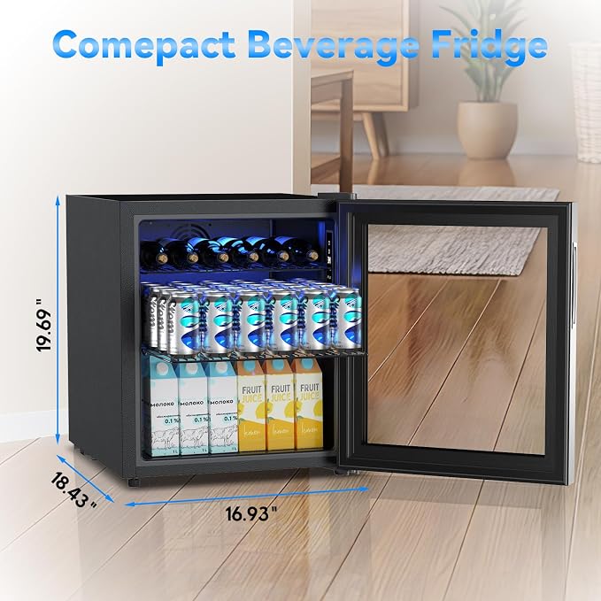Velivi Mini Fridge with Glass Door-Small Fridge Desk Beverage Cooler for Beer Drinks 1.4 Cu.Ft Countertop Beverage Fridge with Adjustable Shelves, Led Light for Bedroom/Office/Dorm | Desk Beer Drinks 1.4 Cu.Ft Countertop Beverage Fridge with Adjustable... - Image 7