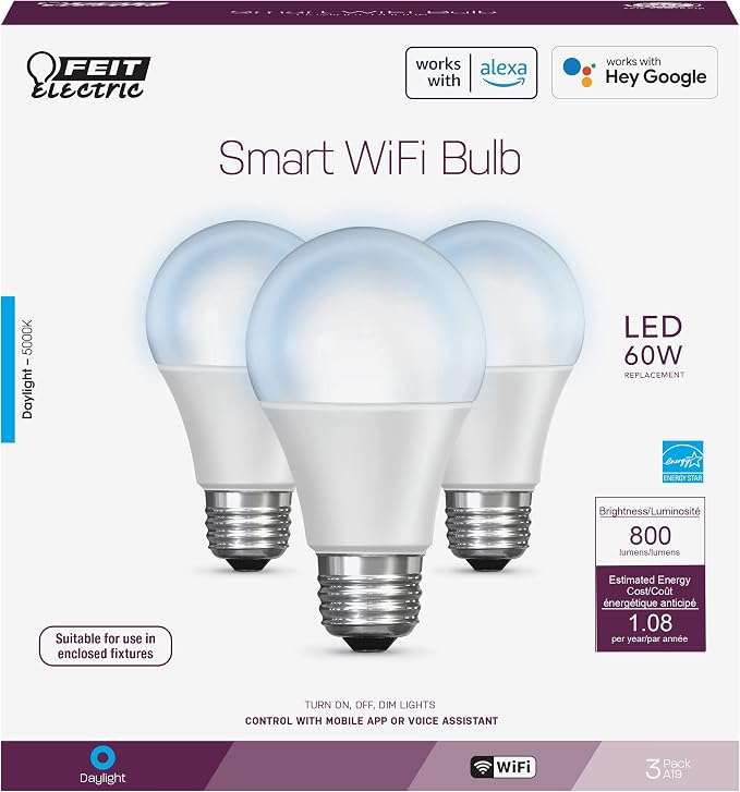 Feit Electric OM60/950CA/AG/3 60 Watt Equivalent WiFi Dimmable, No Hub Required - Image 2