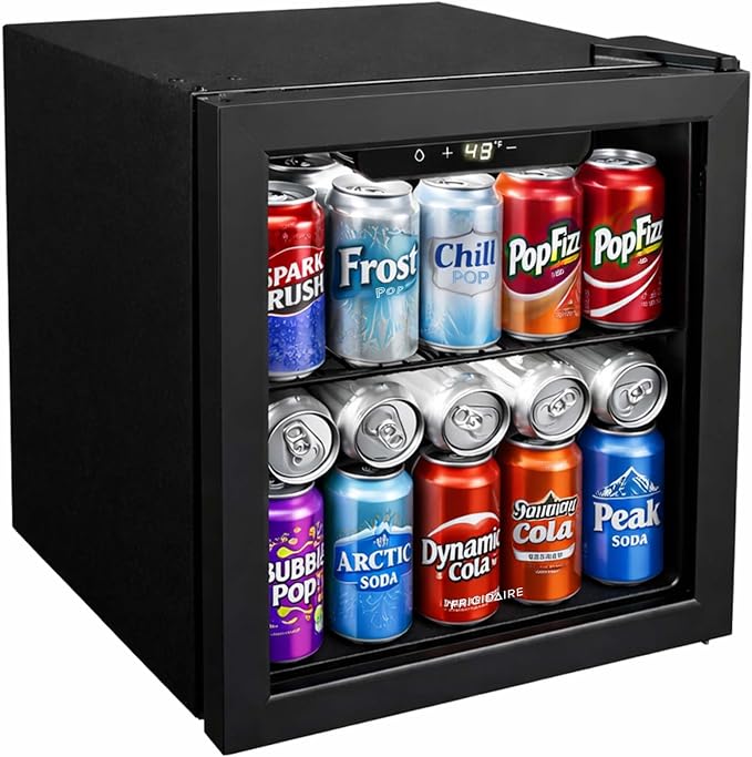 FRIGIDAIRE 12-Bottle Cooler, 1.2 Cu. Ft. Glass Door Beverage Refrigerator, Digital Display Mini Fridge with Touch Controls, Adjustable Shelves, LED Lighting & Quiet Compressor Cooling - Image 8
