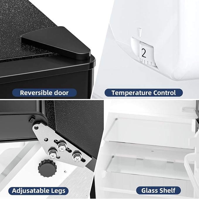 Antarctic Star Mini Fridge with Freezer, Double Door Compact Refrigerator, Adjustable Thermostat, Small Fridge for Bedroom Office Dorm Apartment,2.45 Cu.Ft,Black - Image 7