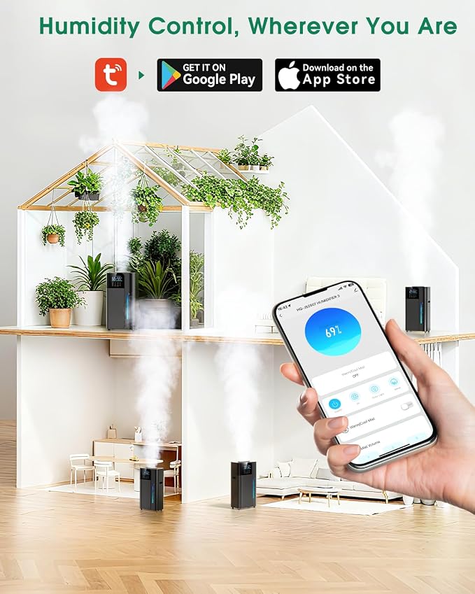 18L/4.7Gal Smart Humidifier Large Room, Warm & Cool Mist Humidifiers, Up to 2500 sq ft Whole House Coverage, 800mL/h Output, 24H Timer, Top Fill, 70H Runtime, Humidifier for Bedroom, Home, Office - Image 2