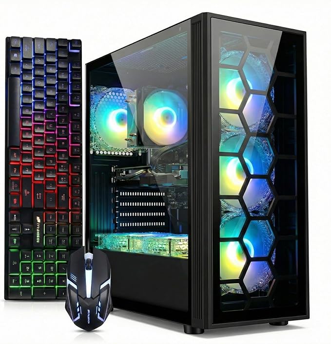 STGAubron Gaming PC Desktop,Core I7,RTX 3050 6G,32G RAM,1TB SSD | Gaming Computer Tower for Streaming,Video Editing,Home,School,I7 up to 3.9G,ARGB Fan,WiFi 6,BT 5.0,4K DP,HDMI,Win11 Home by STGAubron
