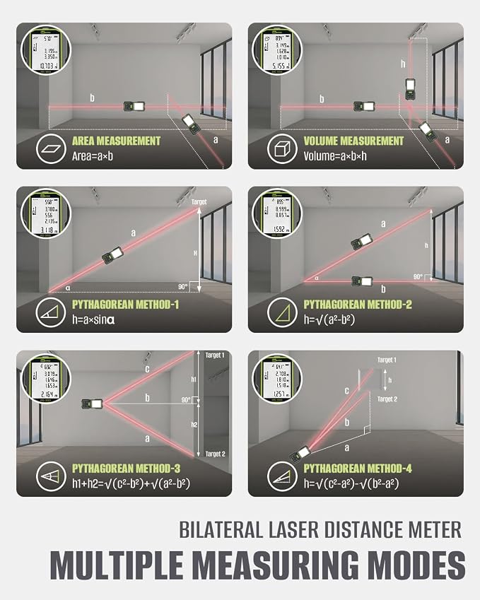 Inkerma Dual Laser Measurement Tool, 393Ft/120M Bilateral Laser Distance Meter - Image 5