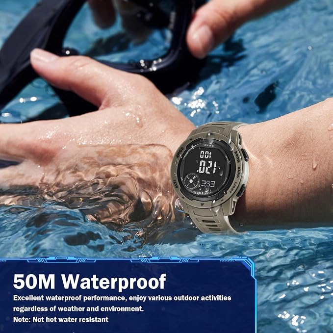 AVTREK Tactical Watch with Compass, 50M Waterproof Pedometer, Digital Altimeter - Image 5