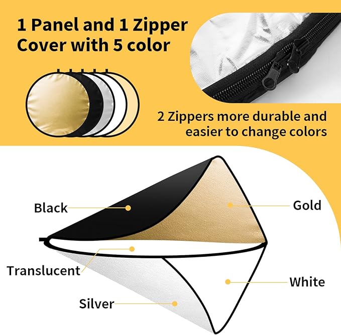 24/32/43/52in Reflector Photography, 5 in 1 Light Diffuser - Image 3