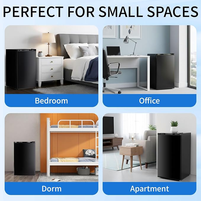 DOGHLY 3.2 Cu.Ft Mini Fridge with Freezer, Single Door Small Refrigerator | Compact Refrigerator with 7 Adjustable Thermostat, Removable Shelf, Low Noise, Small Fridge for Bedroom, Office, Dorm, Black - Image 7