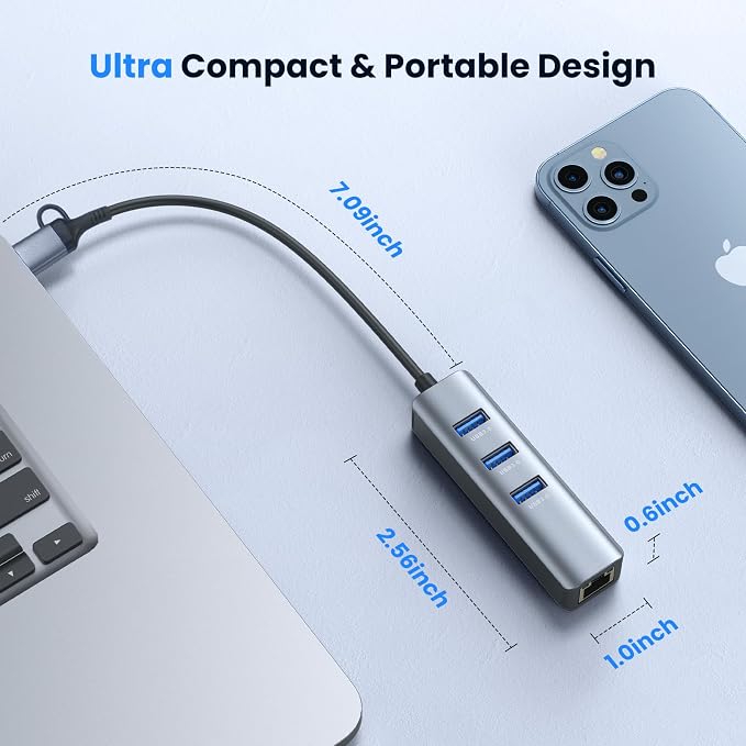 USB to Ethernet Adapter, ABLEWE USB 3.0/USB C to RJ45 Network Internet 2.5Gbps - Image 7