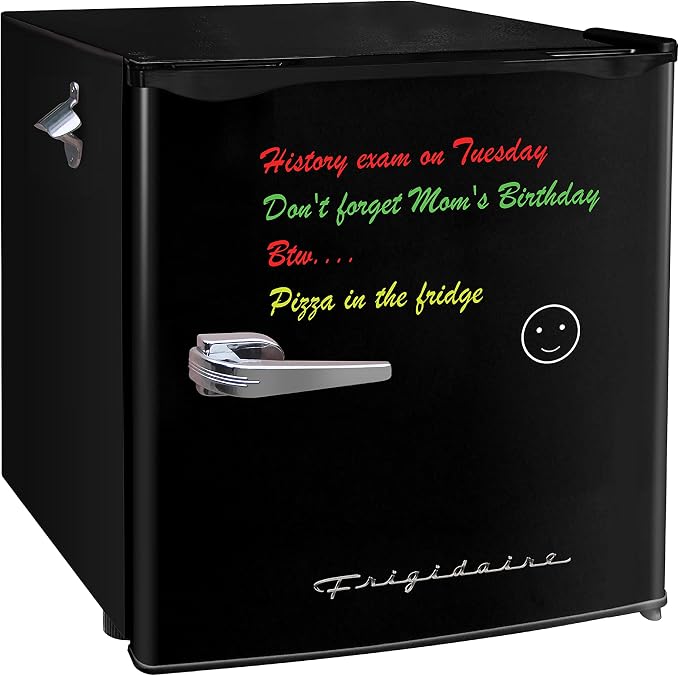 Frigidaire EFR107 Mini Fridge with Dry Erase Board & Small Ice Freezer - 1.6 Cu Ft Compact Refrigerator for College Dorm Room, Black by Unknown