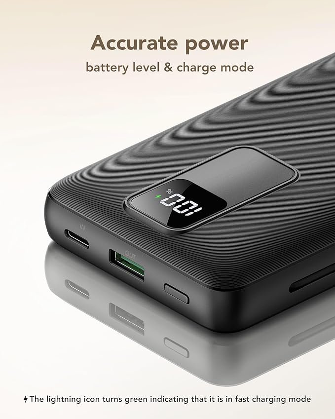charmast Portable Charger 20000mAh with Wall Plug, Fast Charging Power Bank USB C, 20W PD Battery Pack with Built-in Cables Travel Essential for iPhone 16/15/14, Samsung, iPad More Devices (Black) - Image 7