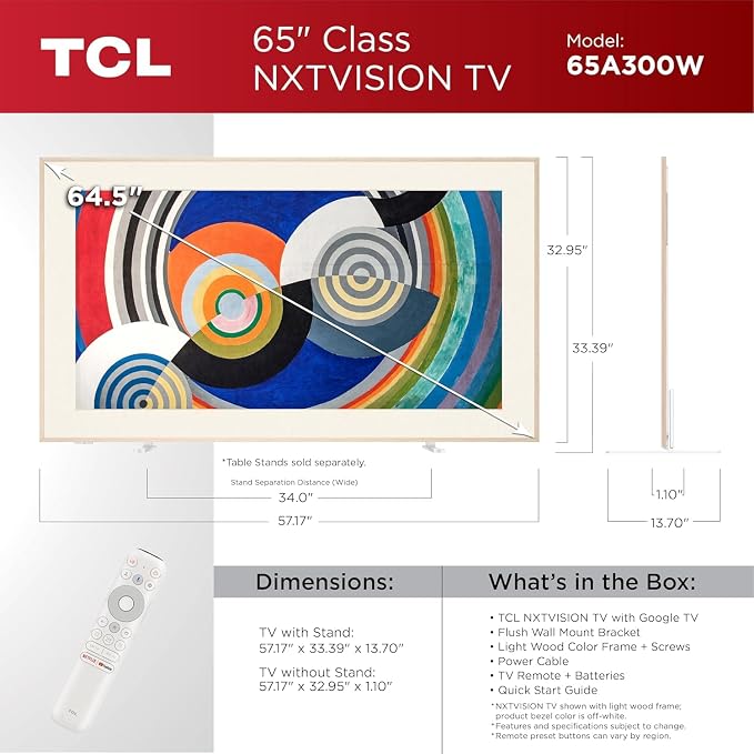 TCL 65-Inch Class QLED 4K Smart NXTVISION TV with Google TV (65A300W, 2024 Model) Dolby Vision HDR & Dolby Atmos, Built-in Google Voice Remote, Alexa(Renewed) - Image 2