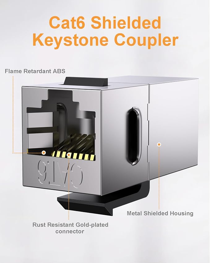 40 Pack Cat 6 Shielded Keystone Coupler, Cat6 Keystone Jacks Female to Female - Image 3