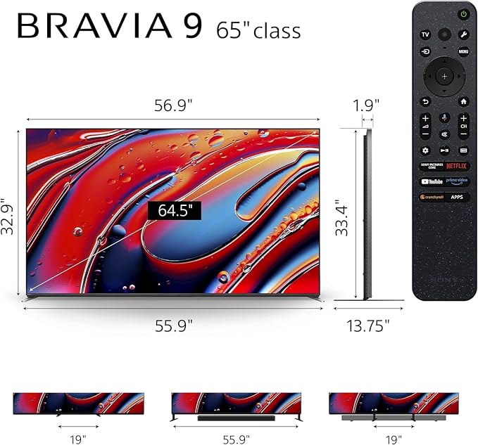 Sony 65 Inch BRAVIA 9 Mini LED QLED 4K HDR Smart Google TV (K-65XR90) | Dolby Vision/Atmos, PS5 Features, XR Backlight Master Drive, X-Wide Angle, X-Anti Reflection, 4K movie credits included - Image 2