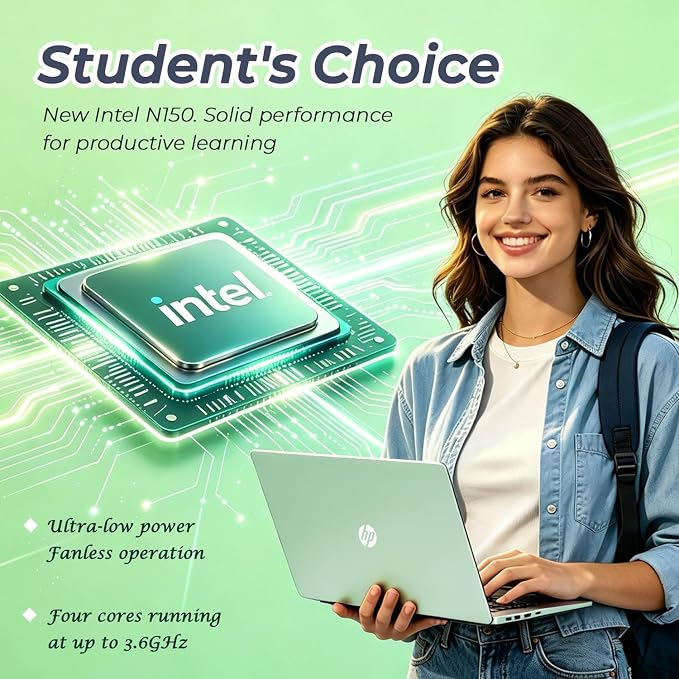 HP 14 inch Essential Laptop Computer, 2026 Edition, 4GB DDR5 RAM, 128GB SSD, Intel N150 CPU, Long Battery Life, 1TB Cloud Storage, Windows 11 with Microsoft 365 - Image 2