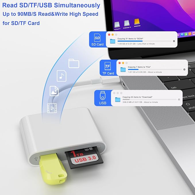 SD Card Reader, USB 3.0 Type C High Speed to SD/TF Card Adapter - Image 3