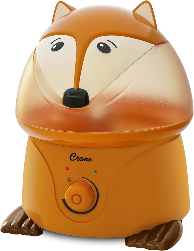 Crane 1 Gallon Animal Cool Mist Ultrasonic Humidifier for Kids' Bedroom and Nursery, Automatic Shut off, Adjustable Output, Fox by Crane