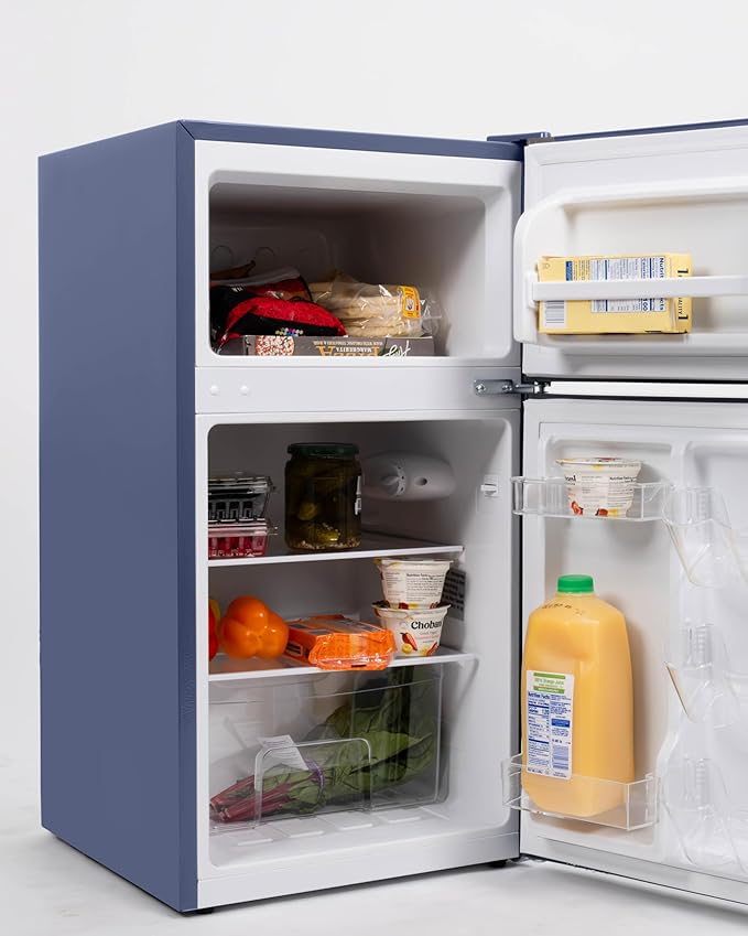 Frigidaire Compact Refrigerator with Top Freezer - 2 Door Fridge with 3.2 Cu Ft, Contemporary Series, Blue - Image 4
