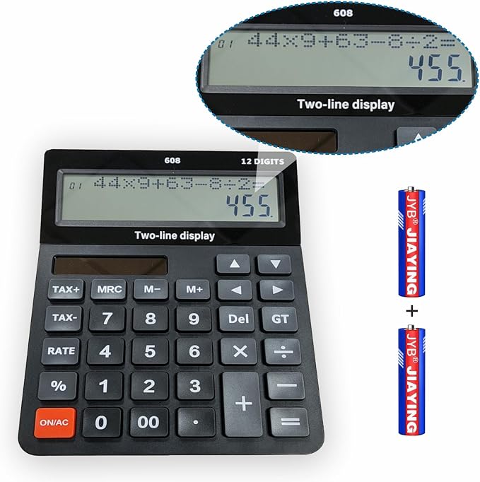 Battery and Solar Unique 120-Step Calculation Check Memory 12 Digit 2 Line by DECKLIT