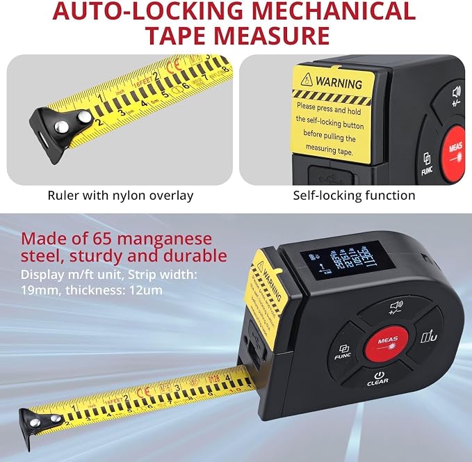 BINTA 2-in-1 Laser Tape Measure, 164Ft/50M Laser Measurement Tool & 16.5Ft/5M - Image 4