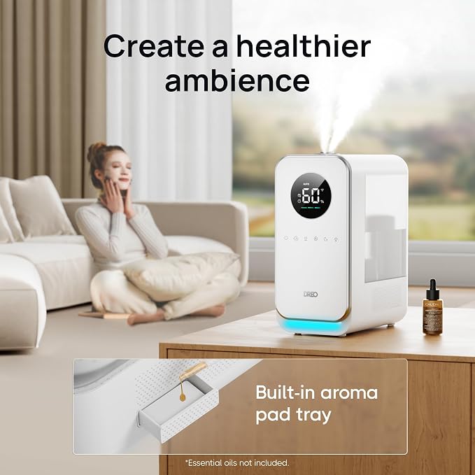DREO Humidifiers for Bedroom, Top-filled Smart Quiet Cool Mist Humidifier for Large Room, 50 Hours Runtime for Home, Indoor Plants, Oil Diffuser & Nightlight for Baby Nusery, 5L, with Alexa/Google - Image 8