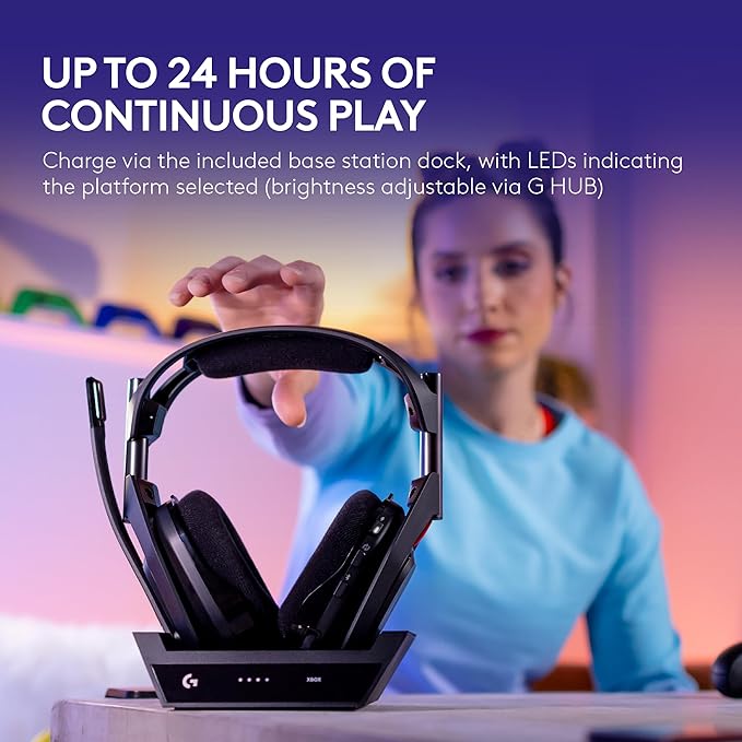 Logitech G Astro A50 Multi-Platform Wireless Gaming Headset - White | For PS5, Xbox, PC, Switch - PLAYSYNC Audio Switcher, <16 bit/48kHz (Console), <24 bit/48 kHz (PC), <24hr Battery, 2.4GHz & BT - Image 5