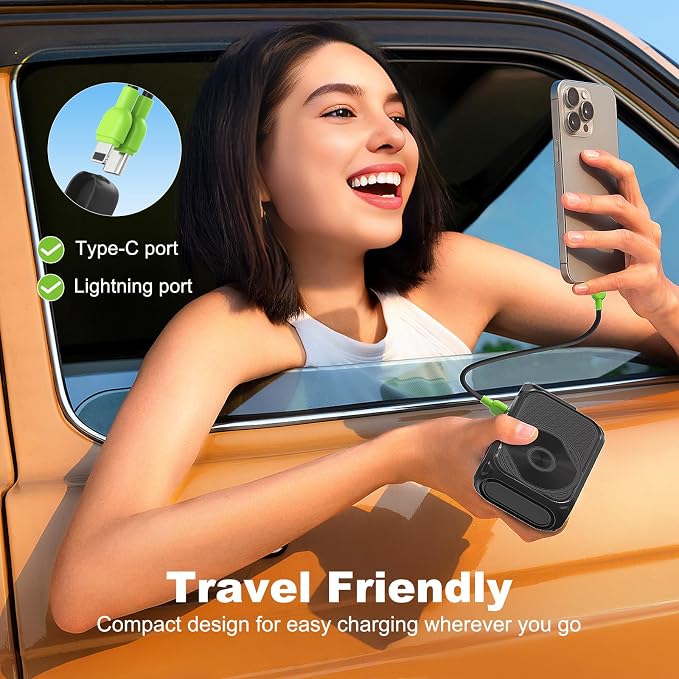 SEANCHEER P05 Portable Charger, Magnetic Power Bank, Small Wireless PowerBank,Emergency Battery Pack 10000mAh Travel Essentials Fast Charging with Built in Cable, Wall Plug for iPhone,Samsung,Andriod - Image 4
