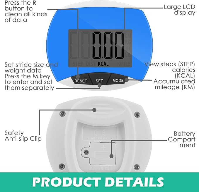 Copkim 12 Pcs Simple Pedometer for Walking Bulk LCD Step Counter - Image 3