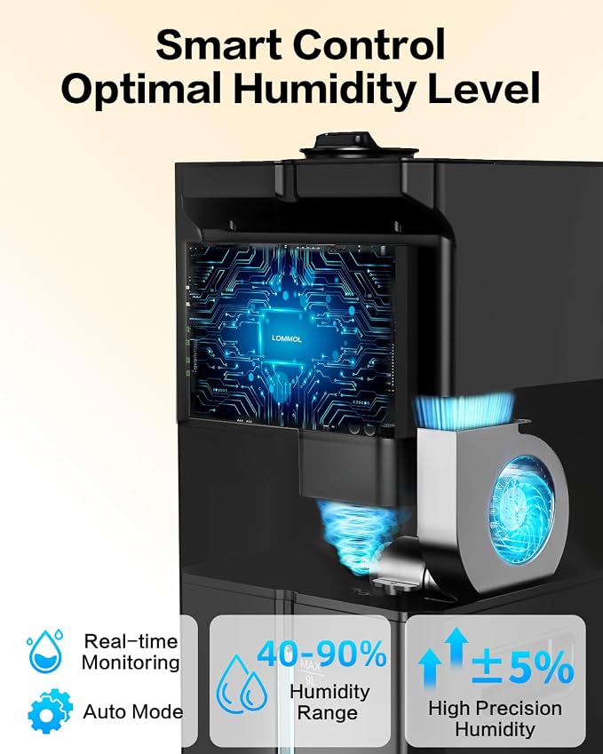Cool Mist Humidifiers for Large Room, Ultrasonic 2.4Gal 9L Quiet Top-Fill, Easy Clean with Essential Oil Tray, 360°Nozzle, 4 Speed, Remote, 60H Runtime, for Baby, Adults, Plants, Home, House, Bedroom - Image 8