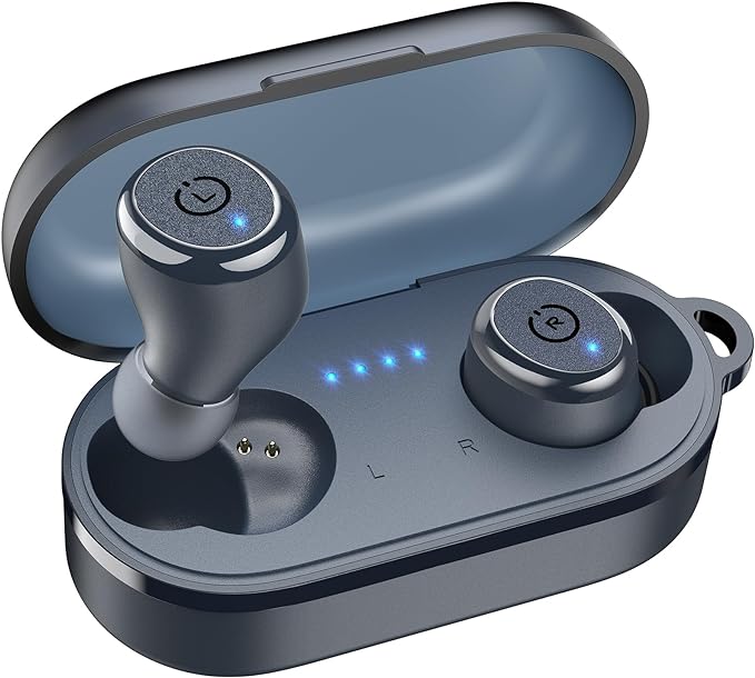 TOZO T10 Wireless Earbuds Powerful Bass Stereo Wireless Charging, APP, IPX8 | Waterproof, 55H Playtime, Ergonomic Design In Ear buds, App Customize EQ, Bluetooth 5.3 Headphones for Work, Travel, Blue by TOZO