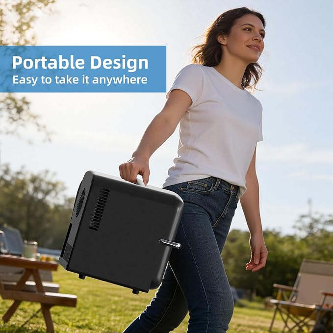 Antarctic Star Mini Fridge, 4L Capacity/6 Cans Portable Cooler and Warmer Compact Refrigerator, for Bedroom,Car,Office and Dorm, Small Cooler and Warmer for Cosmetics, Beverage and Food, Black - Image 6