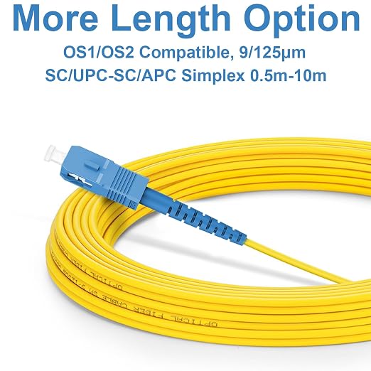 FLYPROFiber- OS2 Single Mode Fiber, 3M/10ft SC/UPC to SC/APC Fiber Optic - Image 3