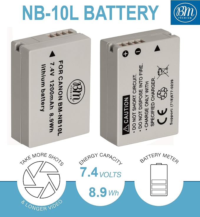 BM Premium 2 Pack of NB-10L Battery and Charger Kit - Image 2