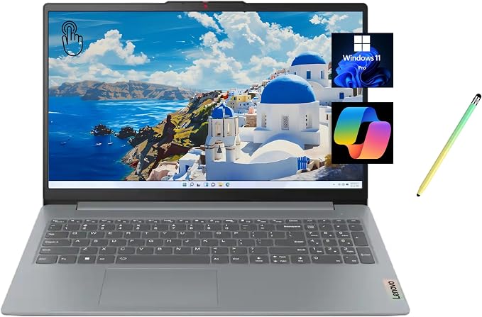 Lenovo Ideapad Slim 3 15.6" FHD Touchscreen Laptop, AMD Ryzen 7 5825U, 16GB RAM, 512GB SSD, AMD Radeon, Windows 11 Pro, Arctic Grey with Stylus by Lenovo