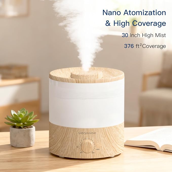 MEGAWISE 2 Pack1.5L Cool Mist Humidifier 2-Pack with 7 Color LED Lights, Adjustable Mist, Quiet Ultrasonic Humidifiers for Bedroom & Home - Image 8