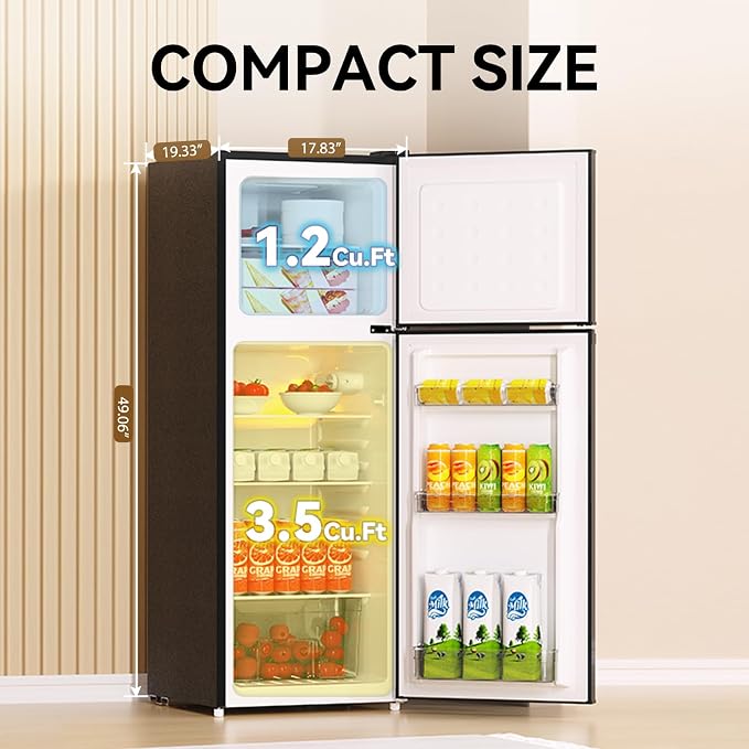 4.7 Cu.Ft Small Refrigerator with Freezer, Small Fridge with Top Freezer, for Dorm, Bedroom, Apartment, and Office, Double Door,black - Image 8