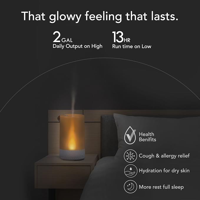 Vornado Votiv 7 Whole Room Ultrasonic Humidifier with Ambient Lighting, 2 Gallon Output, Carry Handle, Simple Refill, Touch Controls, 2 Mist Settings, Humidifier for Bedroom, Translucent White - Image 4