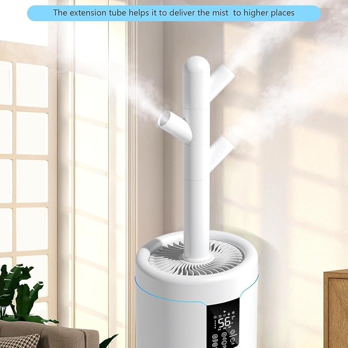 17L/4.5Gal Ultra Large Humidifiers for Bedroom 2000 sq ft, Quiet Humidifiers for Large Room, Tower Humidifier with 4 Mist Mode & Extension Tube for Home School Office Commercial Greenhouse Plants - Image 2